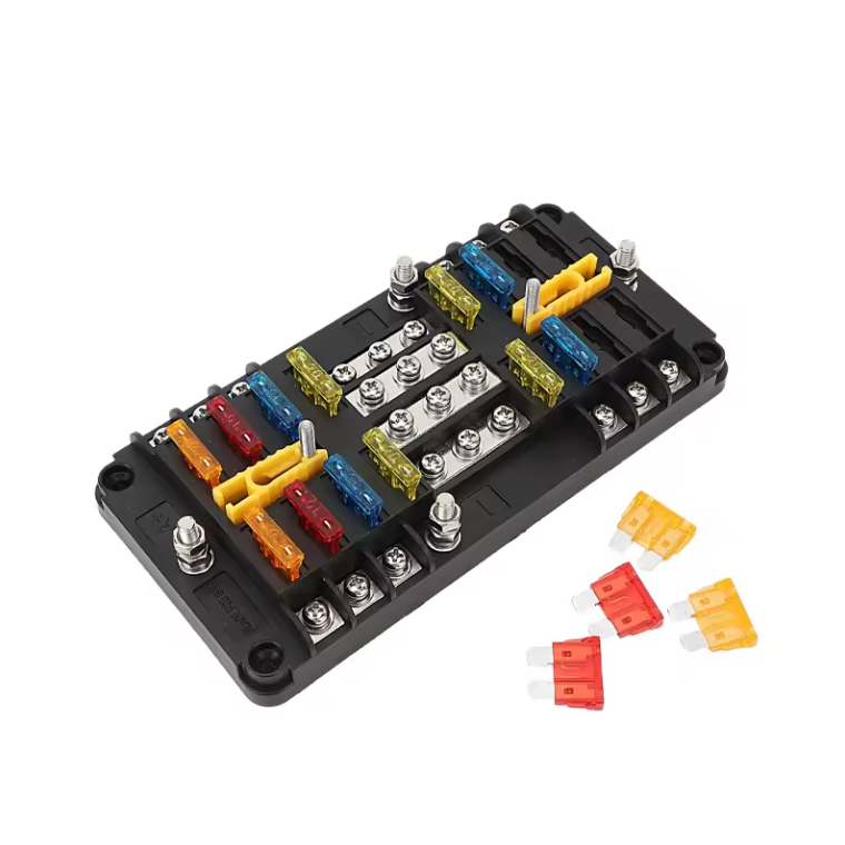 12 Way Fuse Box 12 Circuit Blade Fuse Block, Fuse Holder With Ground and Protection Cover